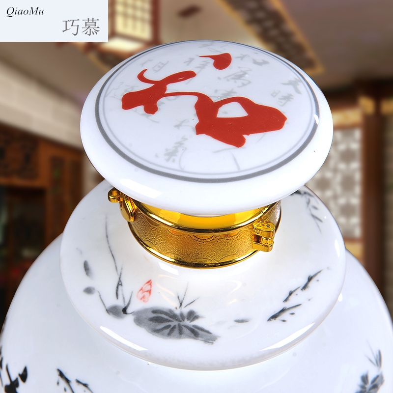 Qiao mu jingdezhen loading ceramic bottle 5 jins of domestic liquor store wine wine jar hidden wine sealed small bottle