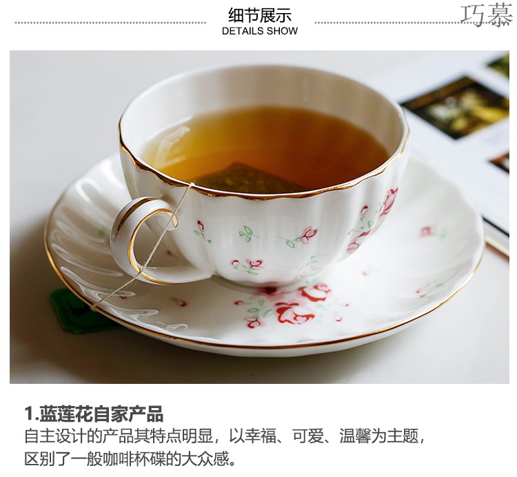 Qiao mu LH rose garden ceramic coffee cups and saucers suit, lovely rural wind rose floral red tea cups