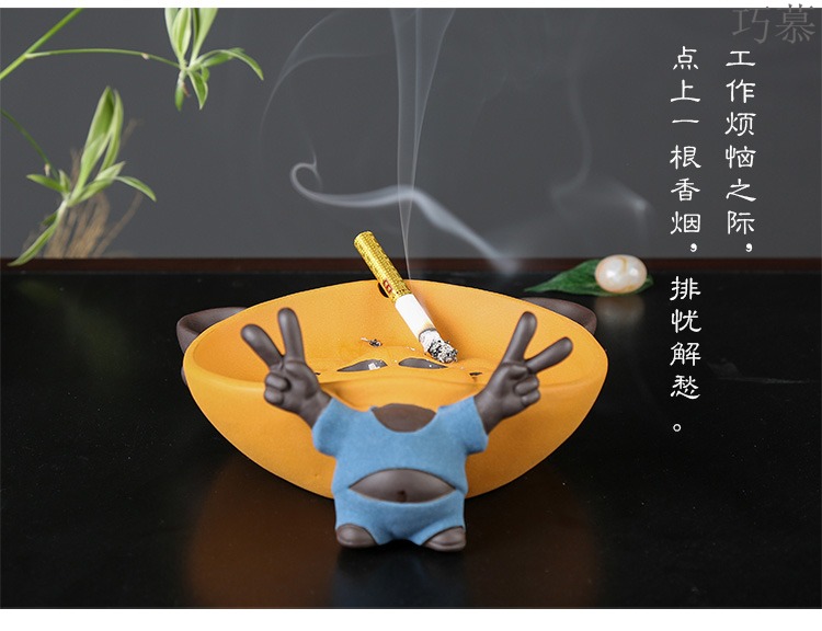 Qiao mu tea with parts thousand "chatoyancy sand ceramic ashtray home hotel office furnishing articles tea play a pet