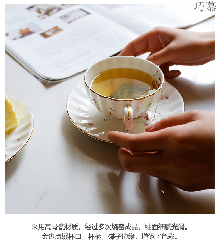 Qiao mu LH rose garden ceramic coffee cups and saucers suit, lovely rural wind rose floral red tea cups