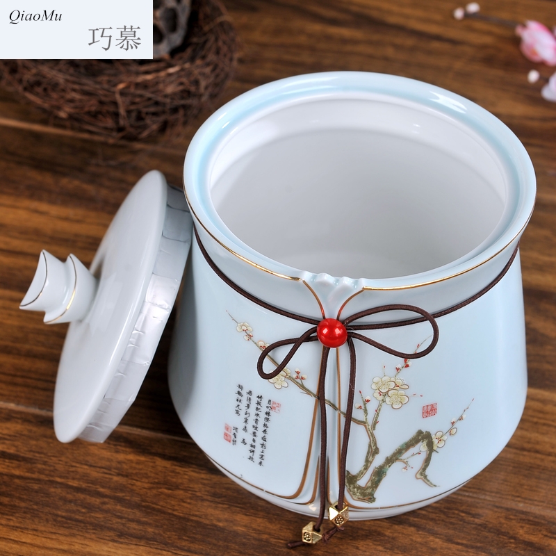 Qiao mu jingdezhen ceramic seal storage tank caddy fixings large yards ginseng pilose antler receive moistureproof insect - resistant large