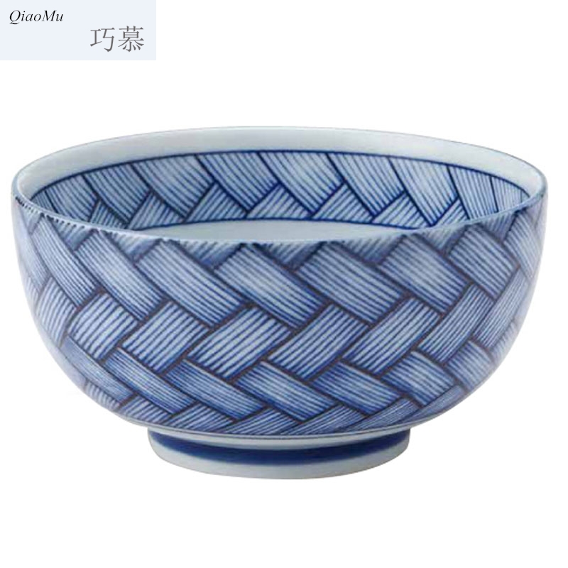 Qiao mu Japanese blue and white porcelain bowls of household ceramic bowl adult eat rainbow such as bowl soup bowl large dishes flavor dish