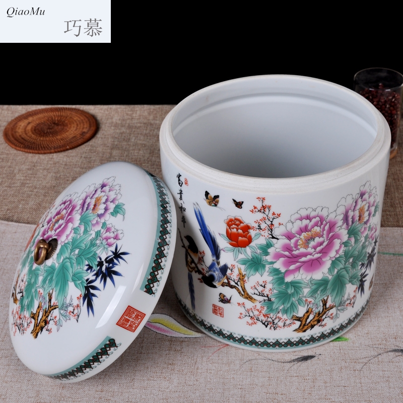 Qiao mu ceramic 10 jins ricer box barrel storage box meter hidden jar airtight dry storage tank flour moistureproof insect - resistant