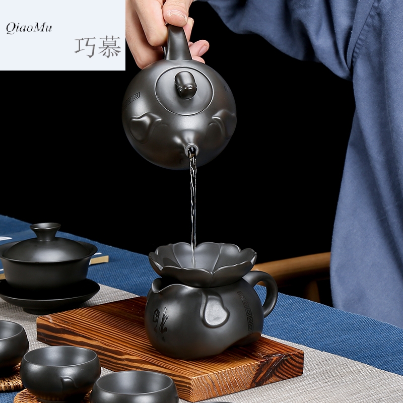 Qiao longed for home office undressed ore dark violet arenaceous mud manual kung fu tea set ceramic teapot tea tea pot