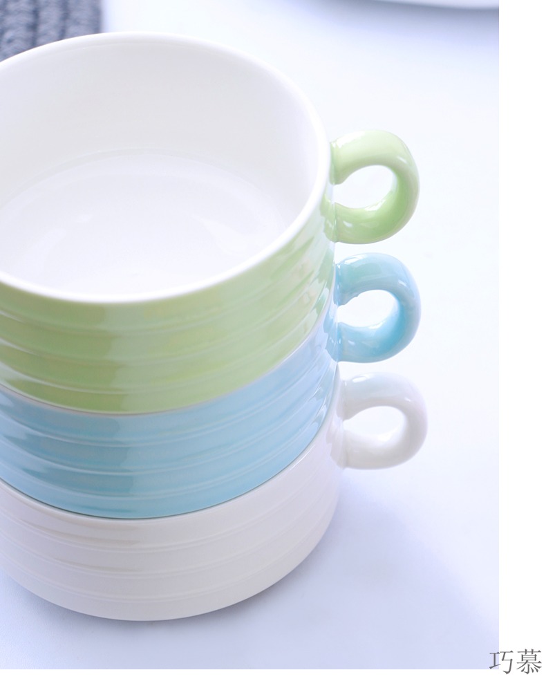 Qiao mu WLS ceramic ears household bowls bowl bowl bowl large baby breakfast cereal bowl of Japanese