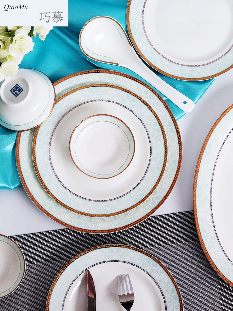 Qiam qiao mu ipads porcelain tableware dishes suit home dishes combine European in jingdezhen ceramic bowl chopsticks contracted