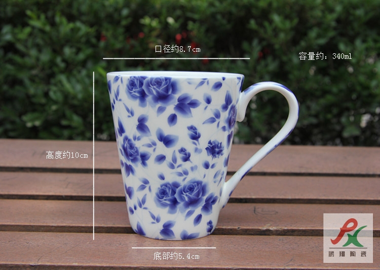 Qiao mu tangshan ipads China blue rose garden lovers mugs glair milk cup ceramic creative glass box