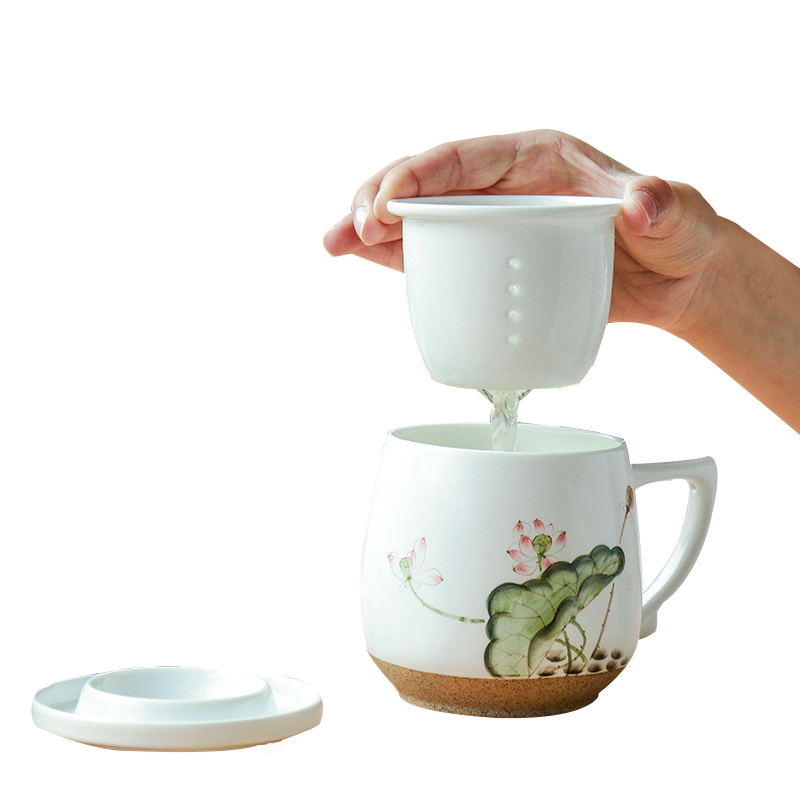 Qiao mu CTQ jingdezhen hand - made ceramic keller cups gifts custom office cup mark cup with cover of filtered water