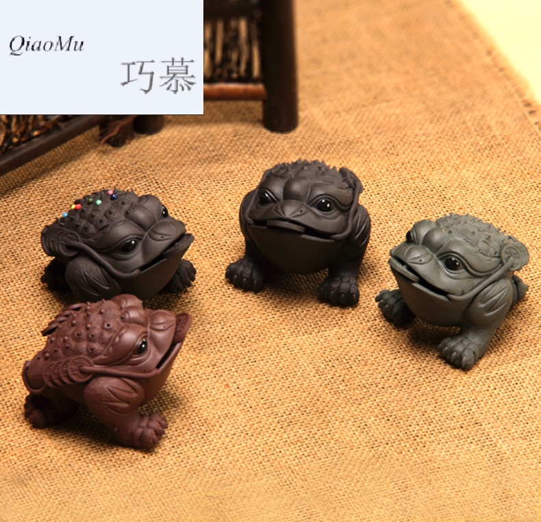 Qiao mu manual plutus three - legged purple golden toad famous purple sand tea tea tea pet tea furnishing articles size small