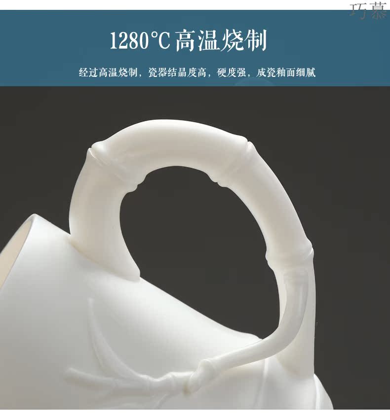 Qiao mu high - grade white porcelain cup with cover office meeting men make tea mugs giving couples getting glass cup