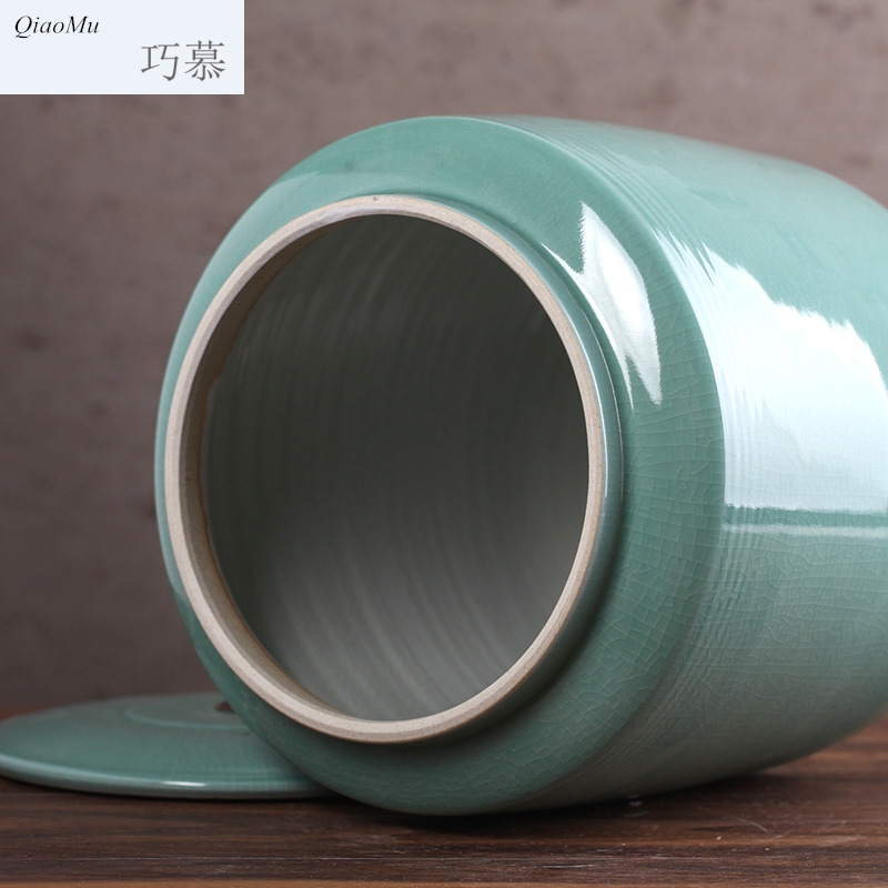 Qiao mu jingdezhen ceramic ricer box barrel storage bins 15 pounds 25 kg sealed with cover household moistureproof prevent storage tank