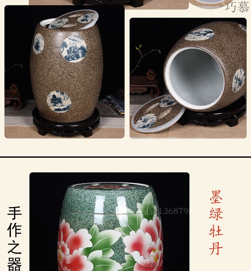 Longed for jingdezhen ceramic barrel home opportunely thickening with cover 20 jins 30 jins of 50 kg sealed ricer box storage tank in the kitchen