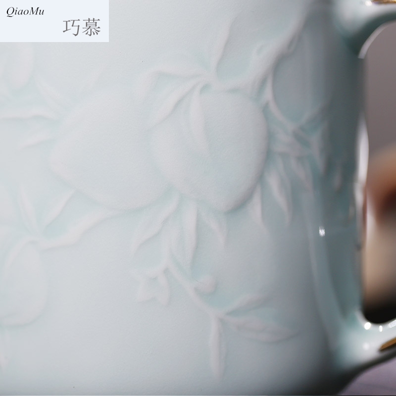 Qiao mu JYD office and meeting with cover cup of jingdezhen ceramic cups peach see colour cup tea cup 45