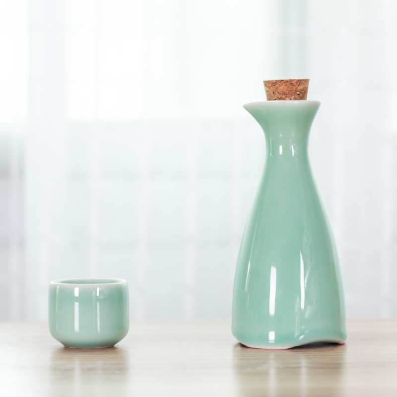 Qiao mu home traditional ceramic Japanese - style wine liquor wine suits for archaize fierce yellow wine with plug-in points clear glass