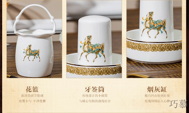 Qiao mu jingdezhen ceramic tableware suit dishes suit high - end set of pottery and porcelain bowl dish bowl chopsticks home in northern Europe