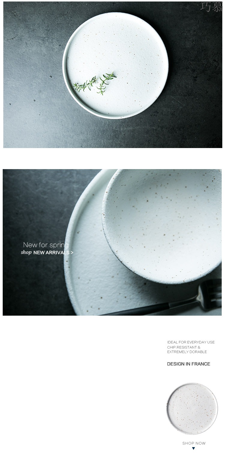 Longed for DY grinding ceramics steak restoring ancient ways opportunely disc white flat shallow plate breakfast of disc western - style food plate all round