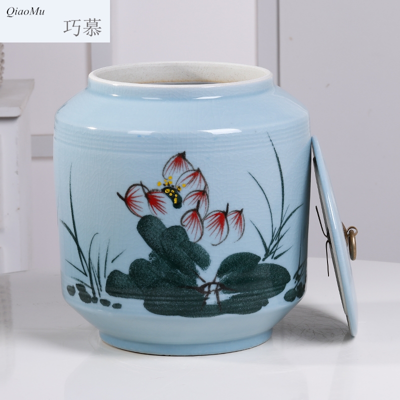 Longed for jingdezhen ceramic ice to crack the home opportunely/barrel of flour storage box cylinder barrel rice moisture storage