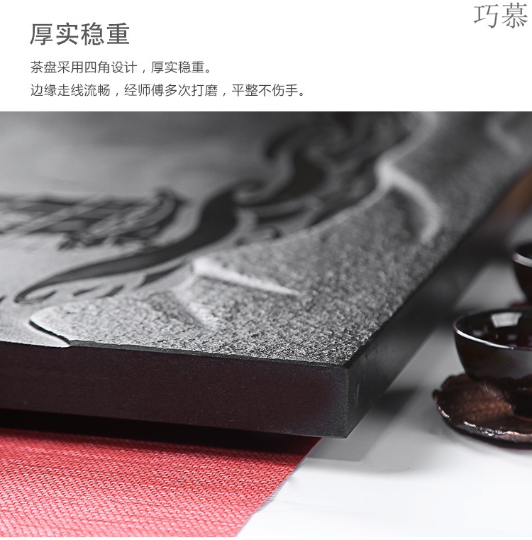 Longed for a complete set of blue and white porcelain kung fu tea set sharply opportunely stone tea tray was contracted office home tea cup high - grade group