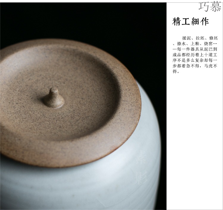 Qiao longed for up open leaf coarse ceramic ice crack seal pot tea by hand moistureproof jar size medium