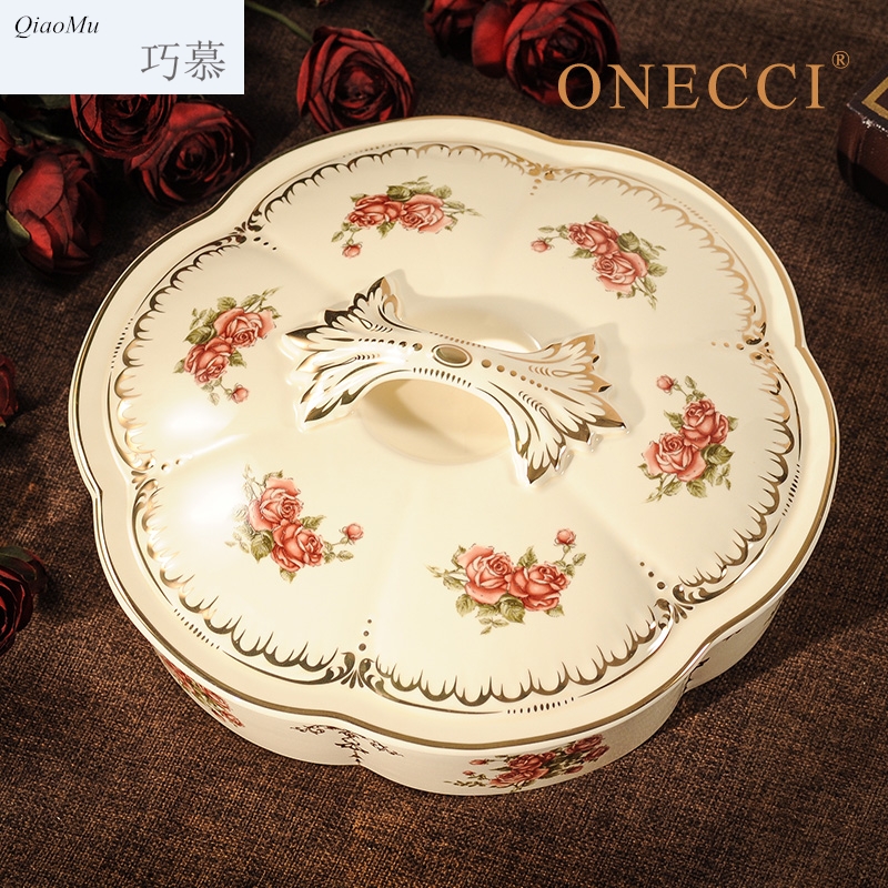 Qiao mu European ceramics, dried fruit dried fruit dribbling cover points box of creative wedding candy snack dish of living water