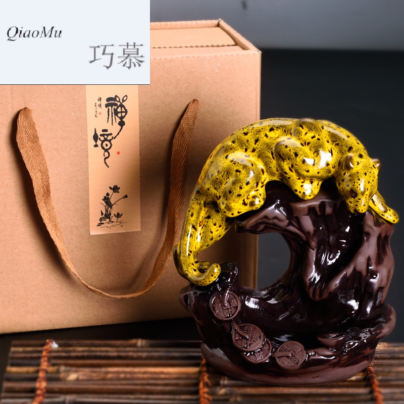 Qiao mu back in leopard ceramic incense buner creative rockery Buddha smoke carefully - selected spice furnishing articles aroma stove