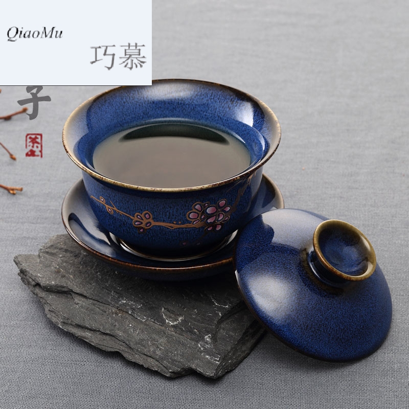 Qiao MuFengZi ceramics ancient porcelain cups tureen lid three cup kunfu tea cover cup tea kungfu tea set