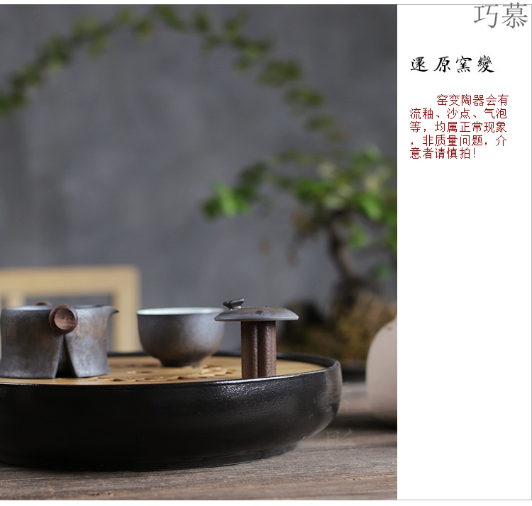 Qiao mu creative cover set coarse pottery vertical lid restoring ancient ways is the put value frame kung fu tea accessories quincuncial piles pillar cover