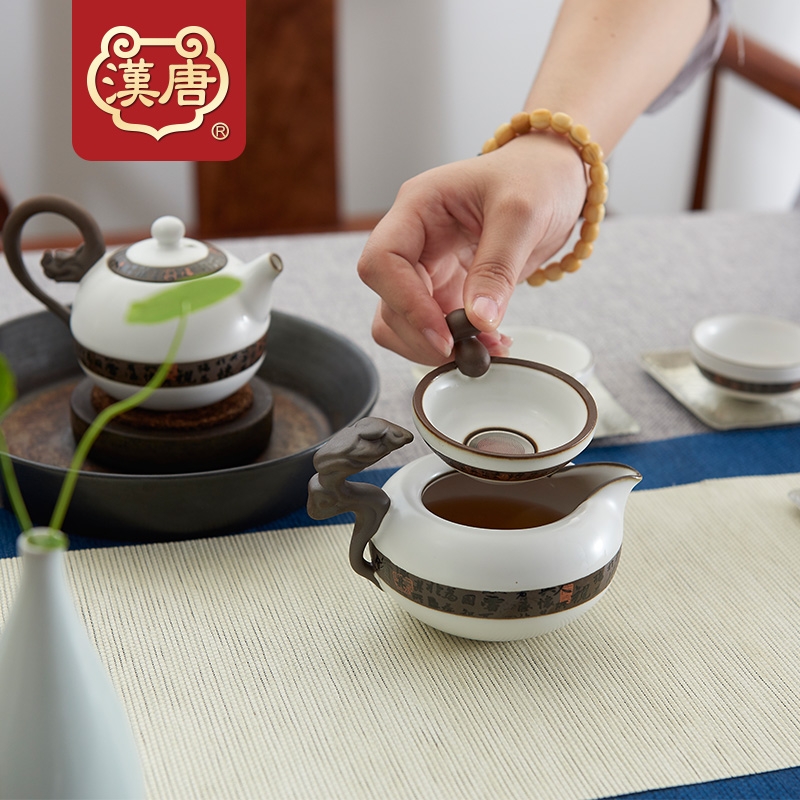 Qiao brother suit for porcelain up open piece of ceramic tea set of a complete set of dragon ball pot of kung fu tea set 10 times