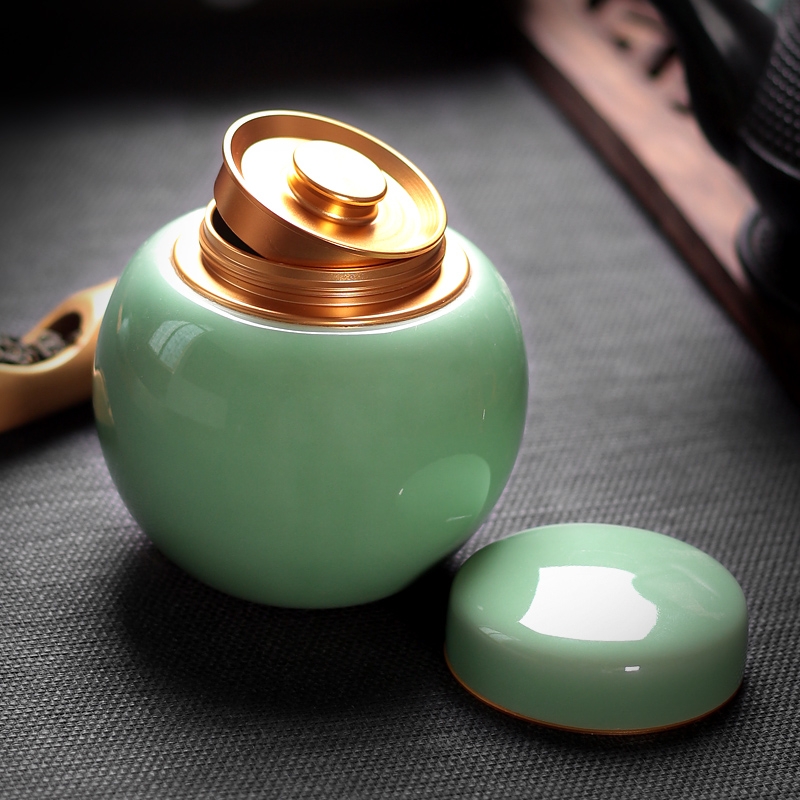 Qiao mu QYX longquan celadon caddy fixings ceramic seal POTS pu - erh tea pot ceramic tea tea ware