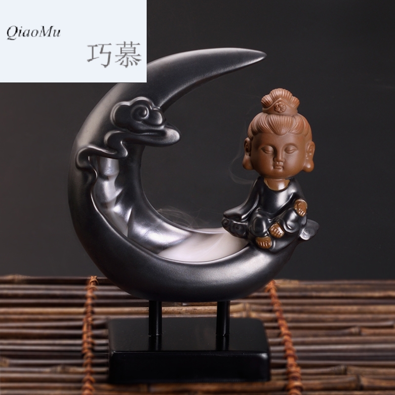 Qiao mu large back censer ceramic creative head of smoked incense buner sandalwood pet tea tray tea tea tea furnishing articles