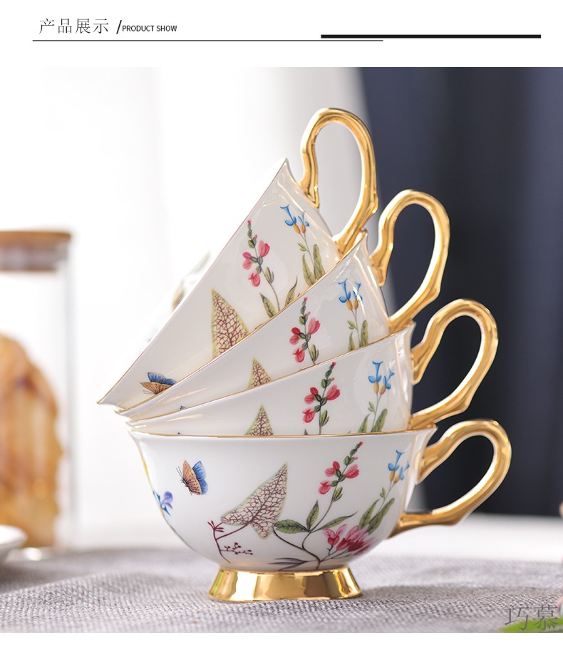 Qiao mu coffee cup suit small European - style key-2 luxury creative red ceramic tea cup English afternoon tea tea cups