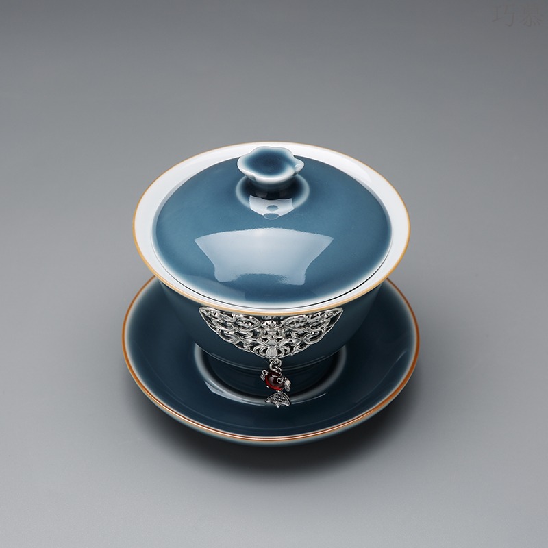 Qiao longed for a whole set of kung fu tea set suit household jingdezhen ceramic teapot teacup tureen contracted tea sets