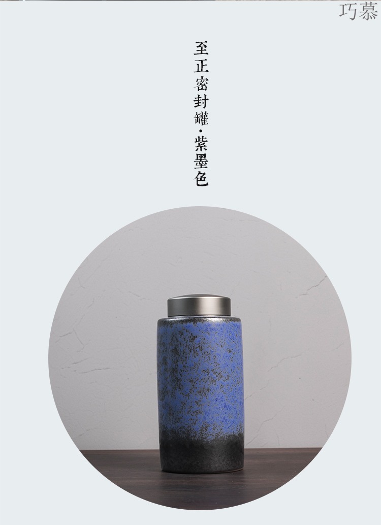 Qiao mu sealed tin lid ceramic pu 'er tea pot put POTS coarse pottery warehouse storage tanks with retro tea by hand