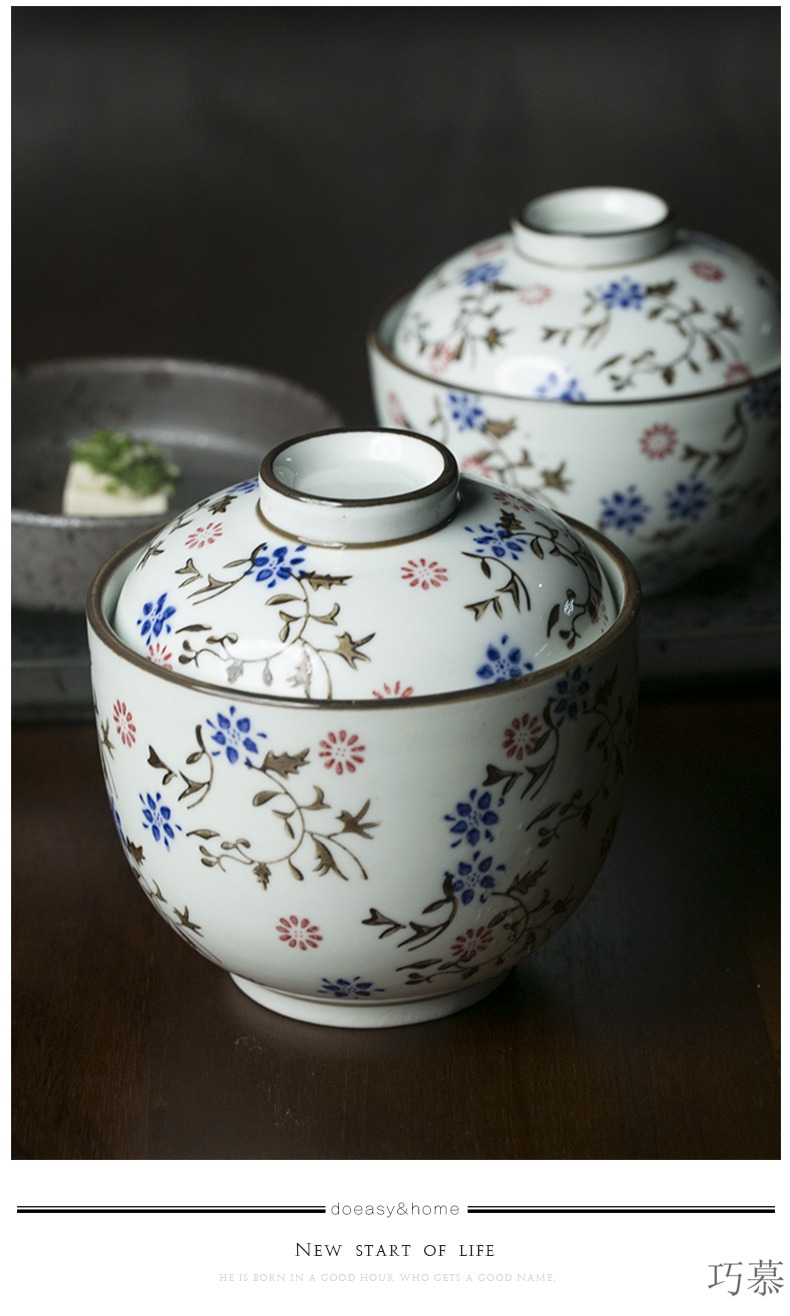 Qiao mu creative ceramics with cover a small bowl of household stew restaurant dessert cup steaming rice bowls stewed bird 's nest egg bowl of porridge