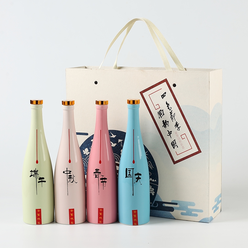 Qiao mu jingdezhen pack 1 catty porcelain bottle is empty wine bottle seal wine modern wine furnishing articles one jin of spring and summer