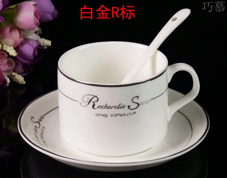 Qiao mu European ceramic coffee cup sets of high - grade up phnom penh creative four - piece spoon with ipads China coffee cups and saucers