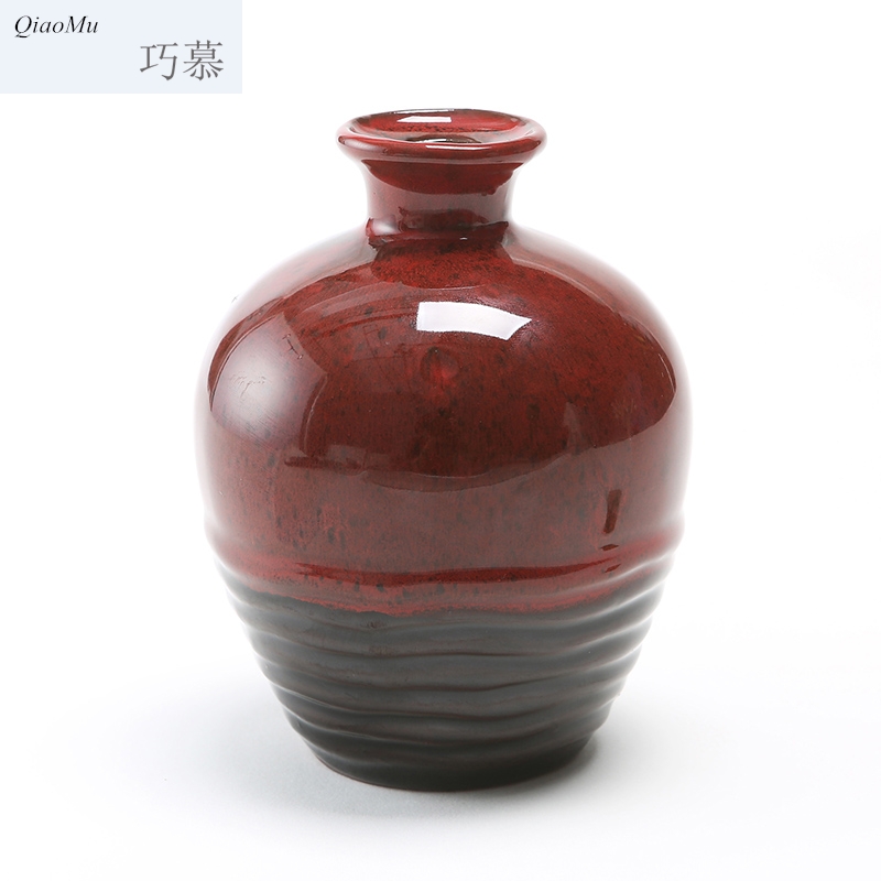 Qiao mu ceramic wine jars 2 jins put an empty bottle aged seal home antique white rice wine with cover earthenware jar