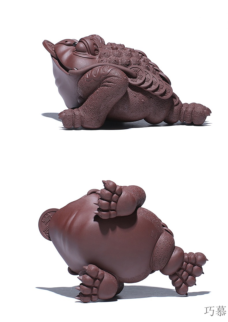 Qiao mu YH yixing pure purple clay by hand medium all three pure toad purple sand tea pets play tea tea set furnishing articles