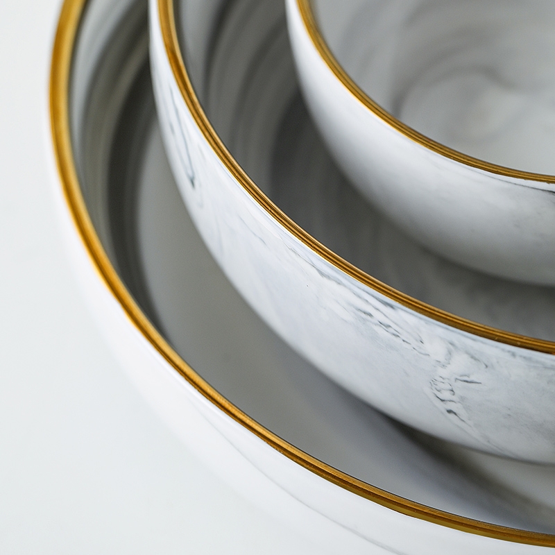 Qiao mu MLJ marble up phnom penh household utensils soup bowl rainbow such use ceramic rice bowl dishes suit the salad bowl
