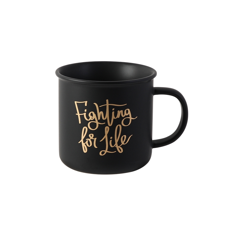 Qiao mu LH retro black matte enrolled black mark cup coffee cup breakfast cup water ceramic high - capacity gift box