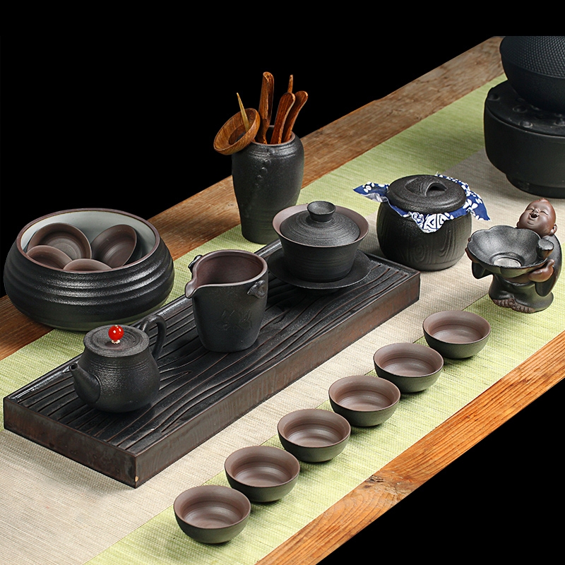 Household kung fu qiao mu, black pottery zen tea fair suit the teapot tea cups to wash a cup of tea six gentleman filtering