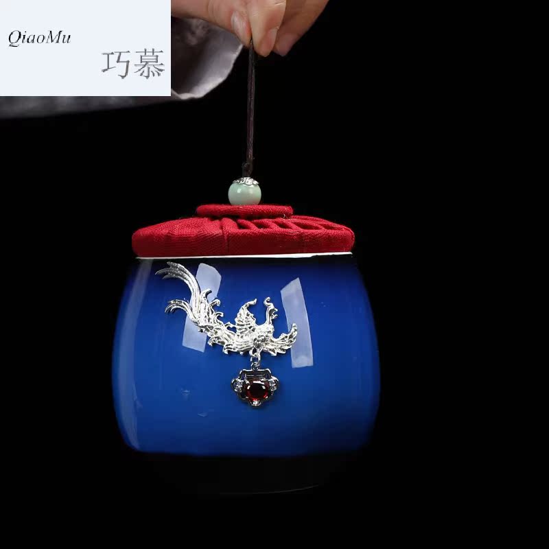 Qiao mu ceramic tea pot set tasted silver gilding home tea POTS small red glaze, the pu - erh tea storage sealed as cans