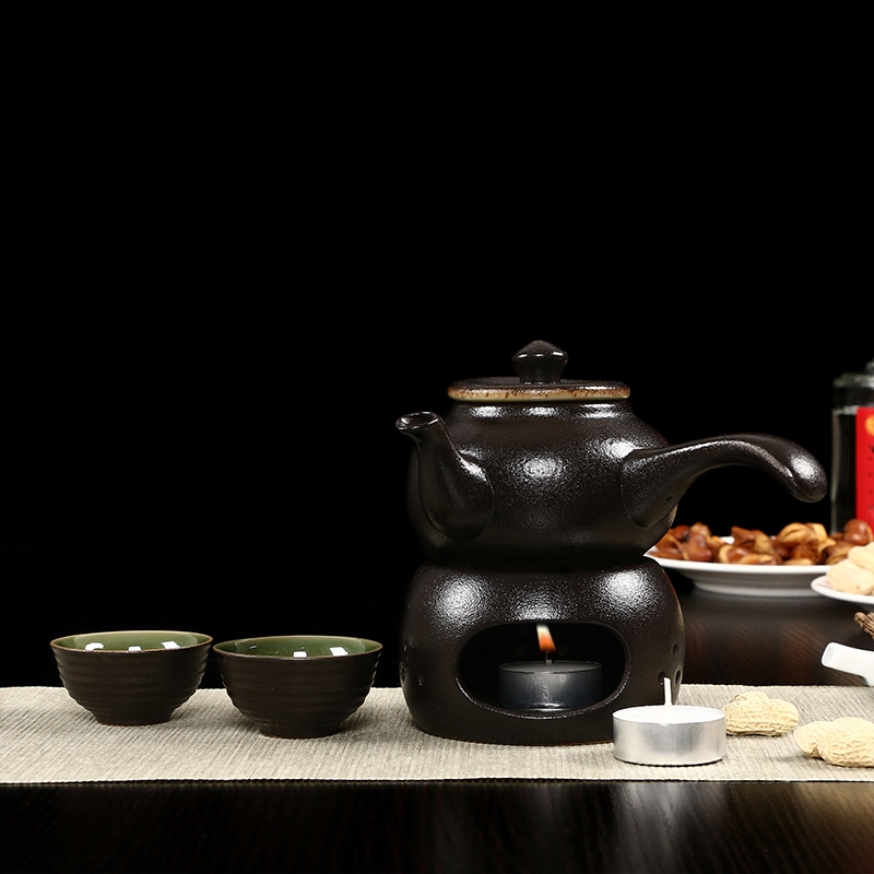 Qiao mu jingdezhen ceramic wine temperature hot hip home wine Chinese hot warm wine pot liquor yellow glass box