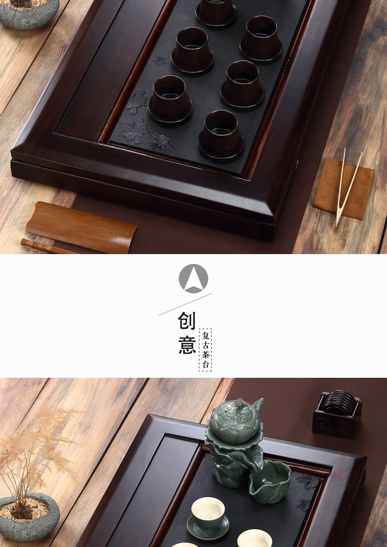 Longed for home opportunely purple sand tea sets tea of a complete set of real wood ebony kung fu tea tray is contracted tea tea table