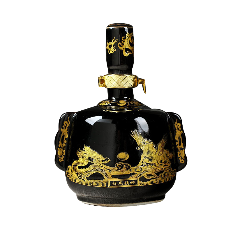 Qiao mu 1 catty restoring ancient ways with ears porcelain bottle sealed empty wine bottle small wine, black furnishing articles 1 catty