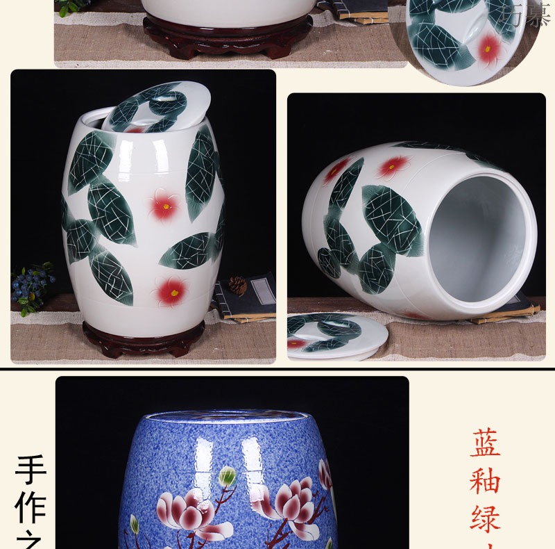 Qiao mu jingdezhen ceramic barrel ricer box 20 jins 30 jins home with cover seal storage tank is 50 kg oil cylinder to kitchen