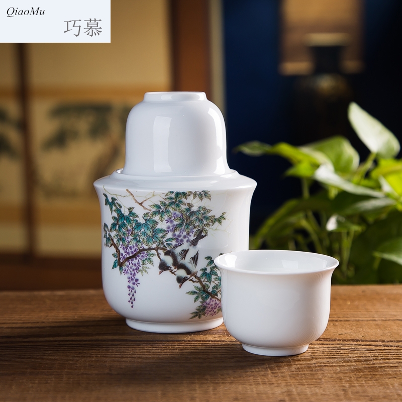 Qiao mu four two jingdezhen ceramics hip flask wine temperature wine home hot warm flagon flagon liquor yellow rice wine