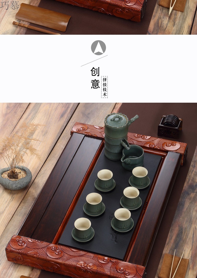 Longed for home opportunely purple sand tea sets tea of a complete set of real wood ebony kung fu tea tray is contracted tea tea table