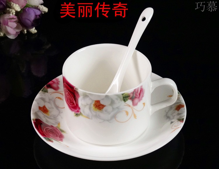 Qiao mu European ceramic coffee cup sets of high - grade up phnom penh creative four - piece spoon with ipads China coffee cups and saucers