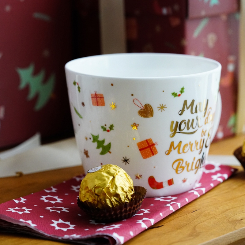 Qiao mu LH Christmas mugs ceramic ipads China large capacity present for girls creative breakfast cereal cup